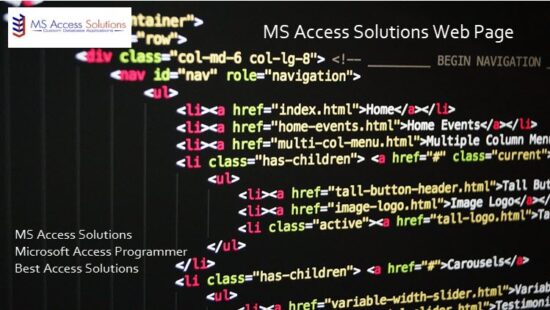 Web pages for MS Access Solutions website