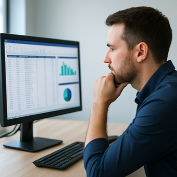 MS Access Solutions client in Torrancereviewing a Microsoft Access database