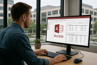 Arlington business owner reviewing a Microsoft Access database upgrade from MS Access Solutions